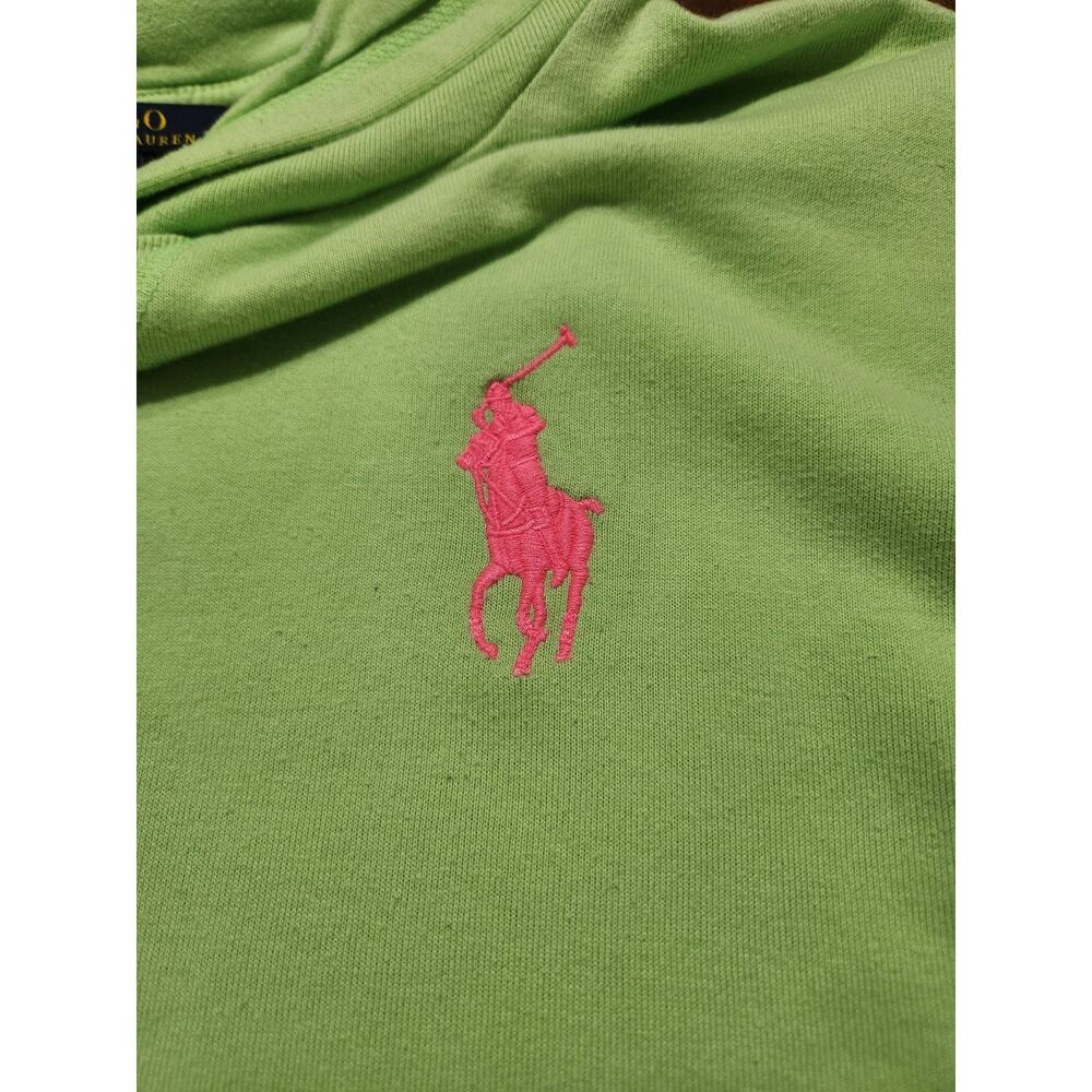 Polo Ralph Lauren Girls Big Pony Lime Green/Pink Hoodie Size XL - Picture 5 of 7